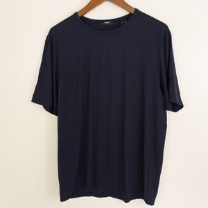 Theory Crew Neck Micromodal Blend Shirt Navy Size Large